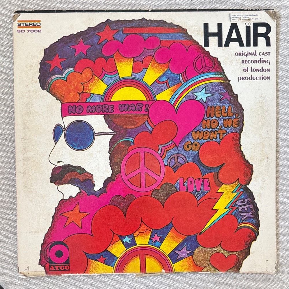 1969 Hair Musicial Original Cast Recording Vinyl Album - ATCO